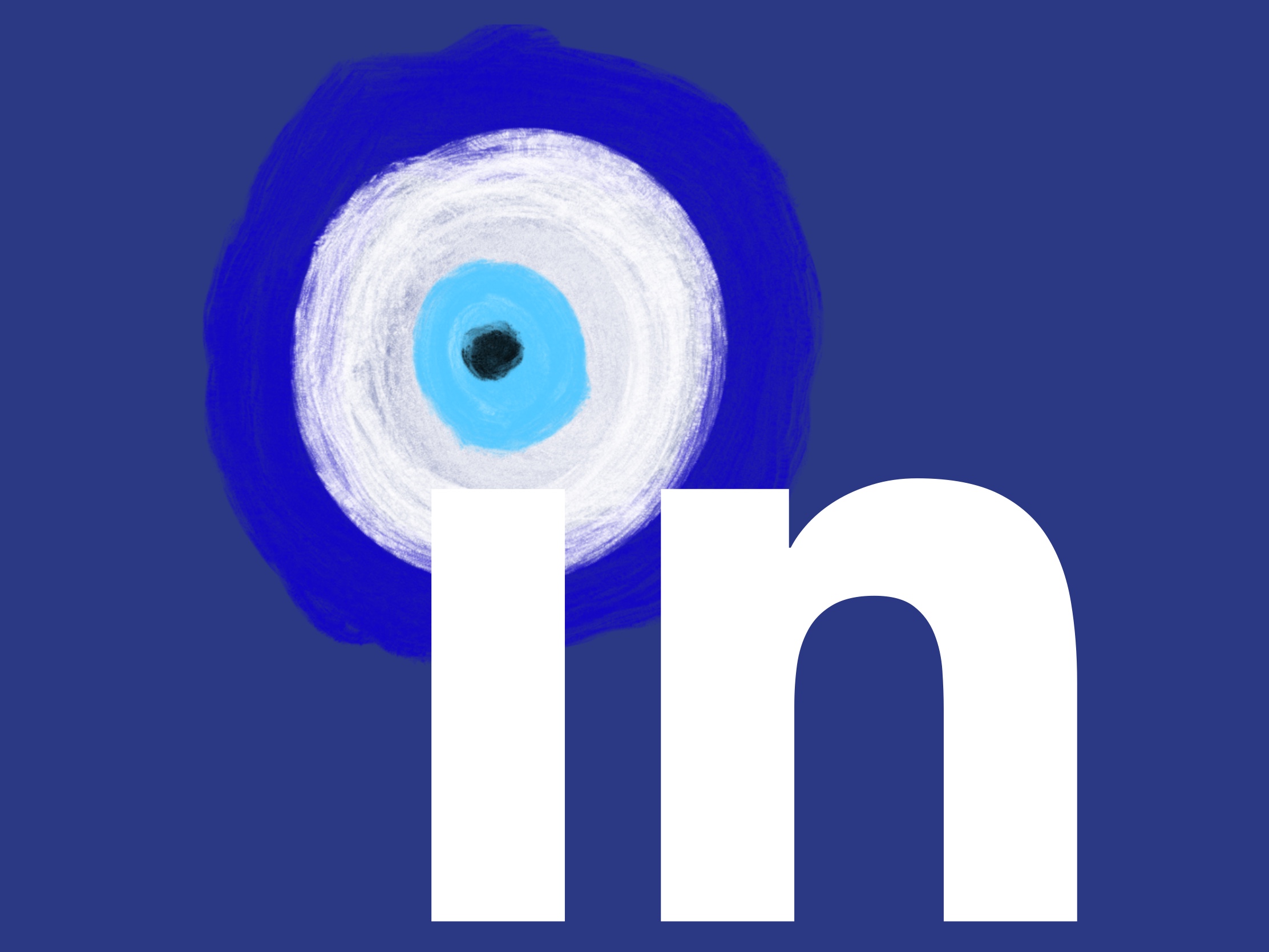 Linkedin logo with Evil Eye